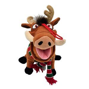 Pumbaa Disney Christmas Ornament Holiday Plush Toy Scarf Red Green 2002 The Lion